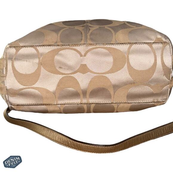 Coach Champagne/Tan Monogram Canvas Shoulder Bag/Purse - Picture 5 of 12